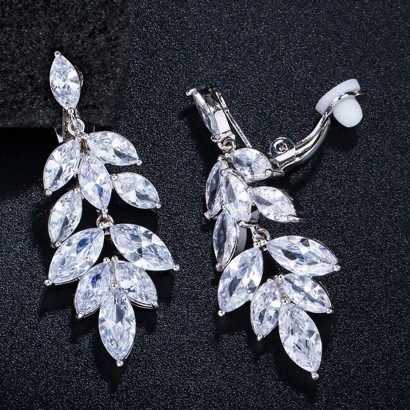 

ThreeGraces сверкающие серьги Marquise Cut CZ Crystal свадебные длинные висячие серьги для женщин не проколотые ювелирные изделия EJ0032