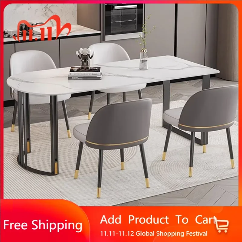 

Металлический обеденный стол для гаража, мраморные подставки, большой дизайн, обеденный стол, Италия, элегантный современный стол, ясли, эргономичная уникальная мебель