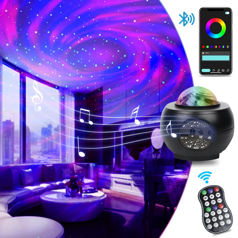 WUZSTAR USB Night Light Lamp With Bluetooth Sound Controlled Projector Starry Sky RGB Gaming Room Decoration Led Lights For Room