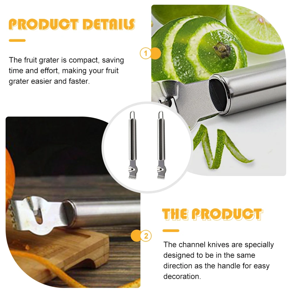 

2Pcs Lemon Steel Kitchen Graters Zester Hanging Loop Stainless Steel Lemon Grater Fruit Vegetable Cheese Slicer
