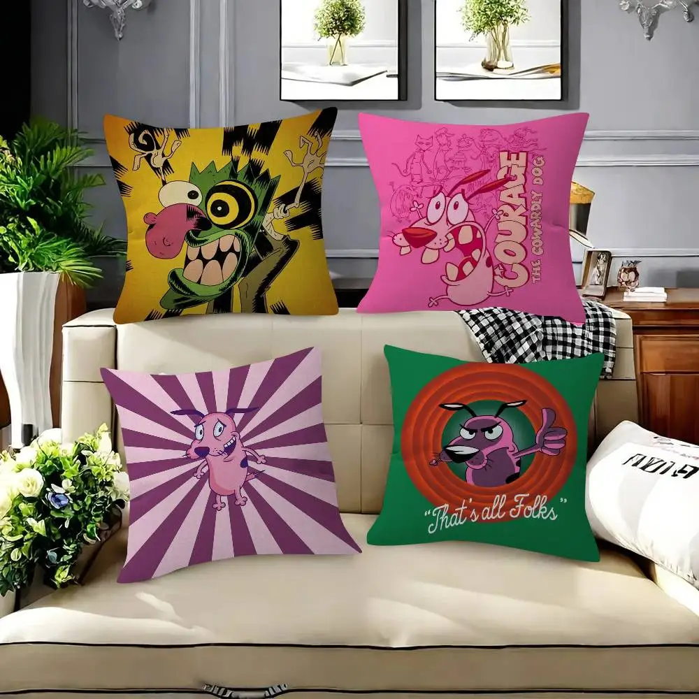 Coussins décoratifs personnalisés avec image et texte « Courage le chien lâche », cadeaux pour la maison, 45x45cm