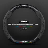 Funda de Volante Antideslizante de Fibra de Carbono y Gamuza para Autos Audi S3 S4 S5 S6 RS3 RS4 RS5 Q2 Q3 Q5 Q7 Q8 SQ5 TT A3 A4 A5 A6 A7 A8