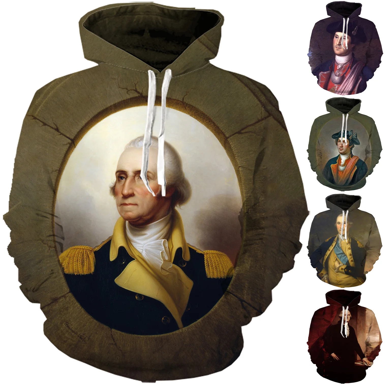 Newest Fashion Oversize 3D Printing George Washington Hoodies Men Women Boy Girl Kids Child Sweater Street Funny Sweatshirt