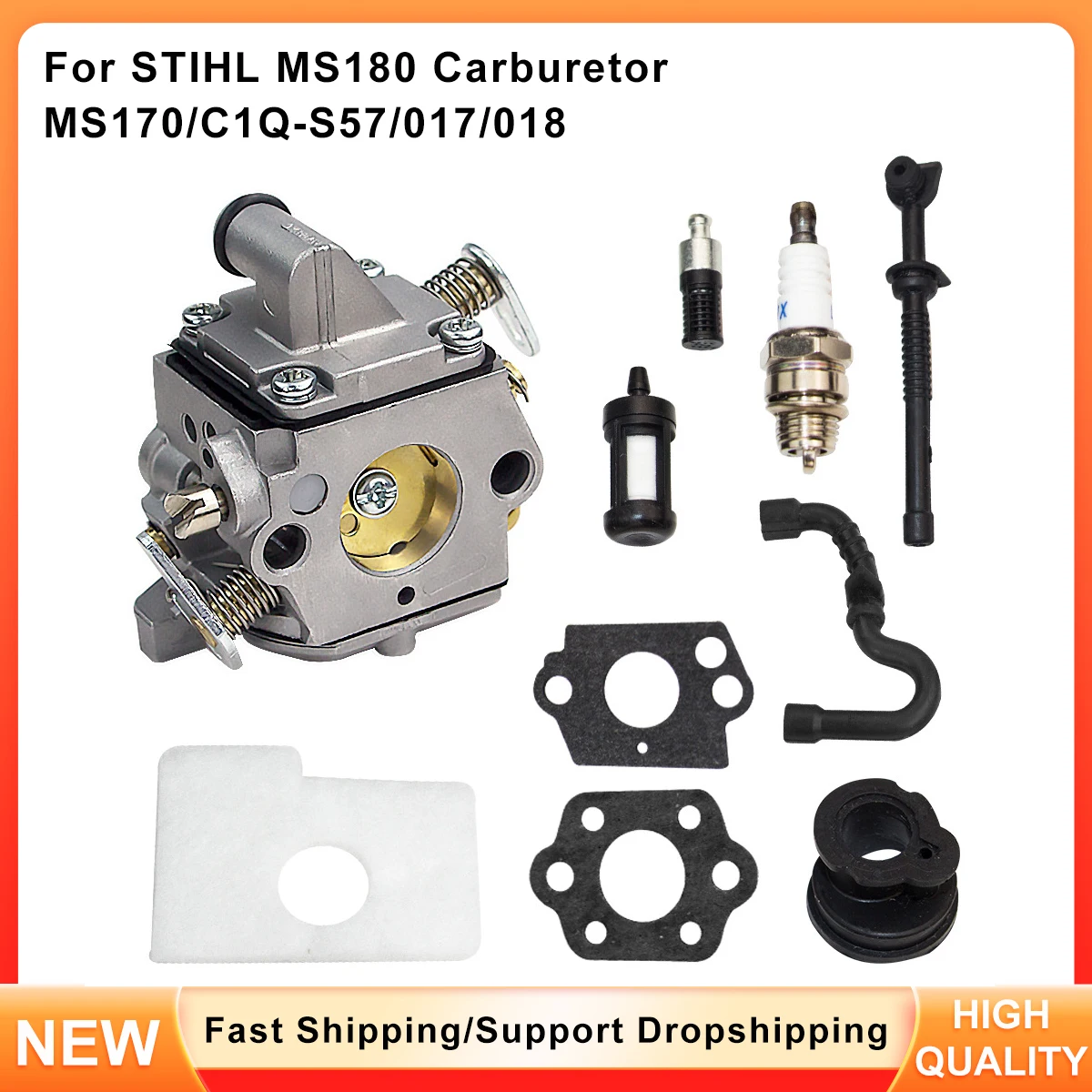 

Replacement Carburetor Set for STIHL MS170 MS180 Chainsaw - Fits Part Numbers 1130-120-0603 & C1Q-S57 017 018
