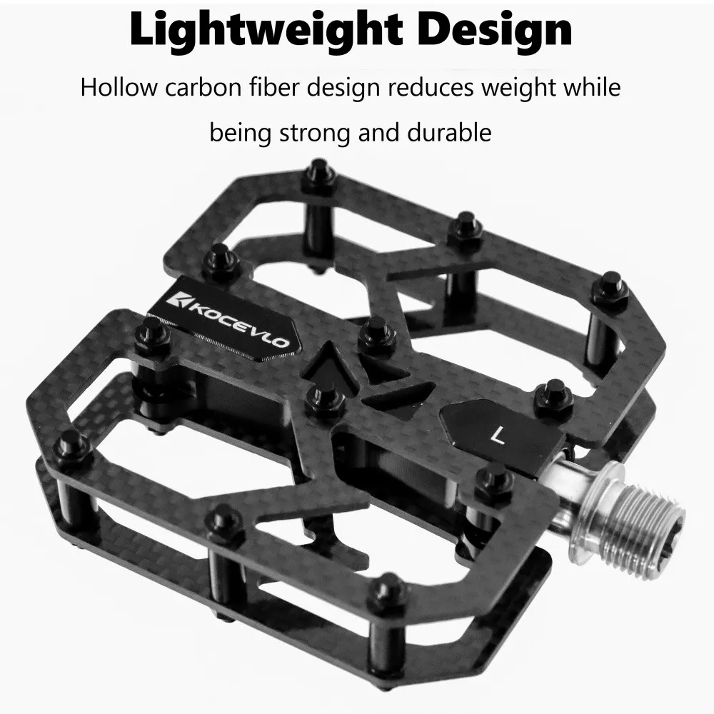 KOCEVLO Carbon Fiber Pedal Road Bicycle Pedal 3 Bearing Titanium Alloy Anti-skid Mountain Bicycle Pedal Bicycle Accessories