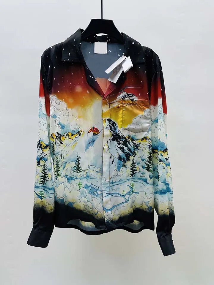 

Комплекты шелковых рубашек и футболок унисекс с принтом «Снежные горы» Casinoblank 2026: мужские повседневные рубашки оверсайз и верхняя одежда