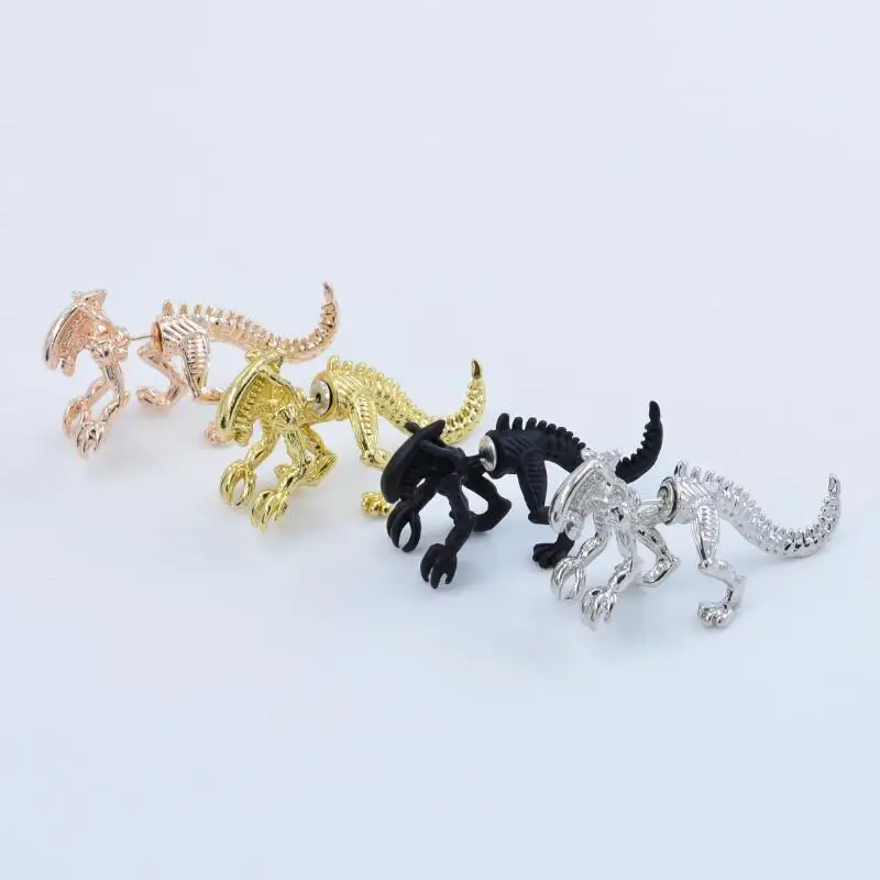 Punk Fashion Trend Women Earrings Three Dimensional Heterosexual Dinosaur Skeleton Puncture Ear Nail Alloy Animal New In Jewelry