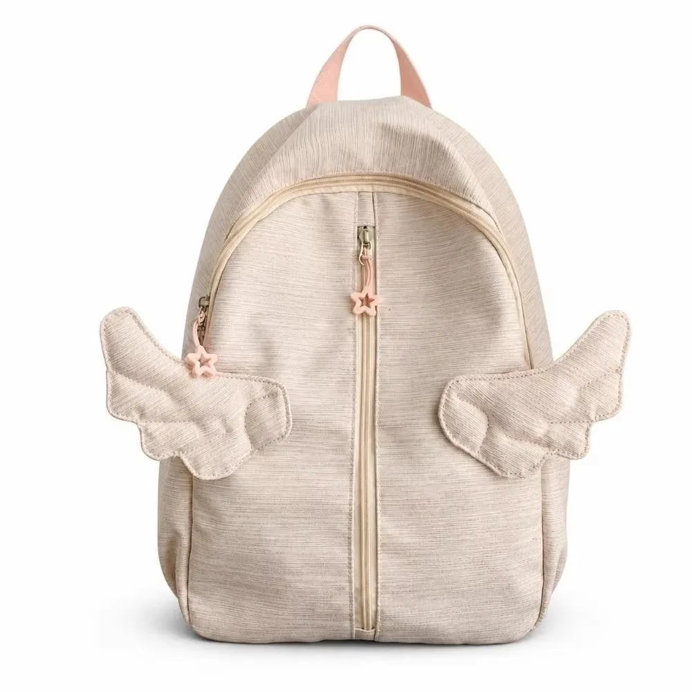 Fashion Sweet Angel Wing Backpack Minimalist Multiple Pockets Nylon Rucksack Cute Multicolored Student School Bag Daily