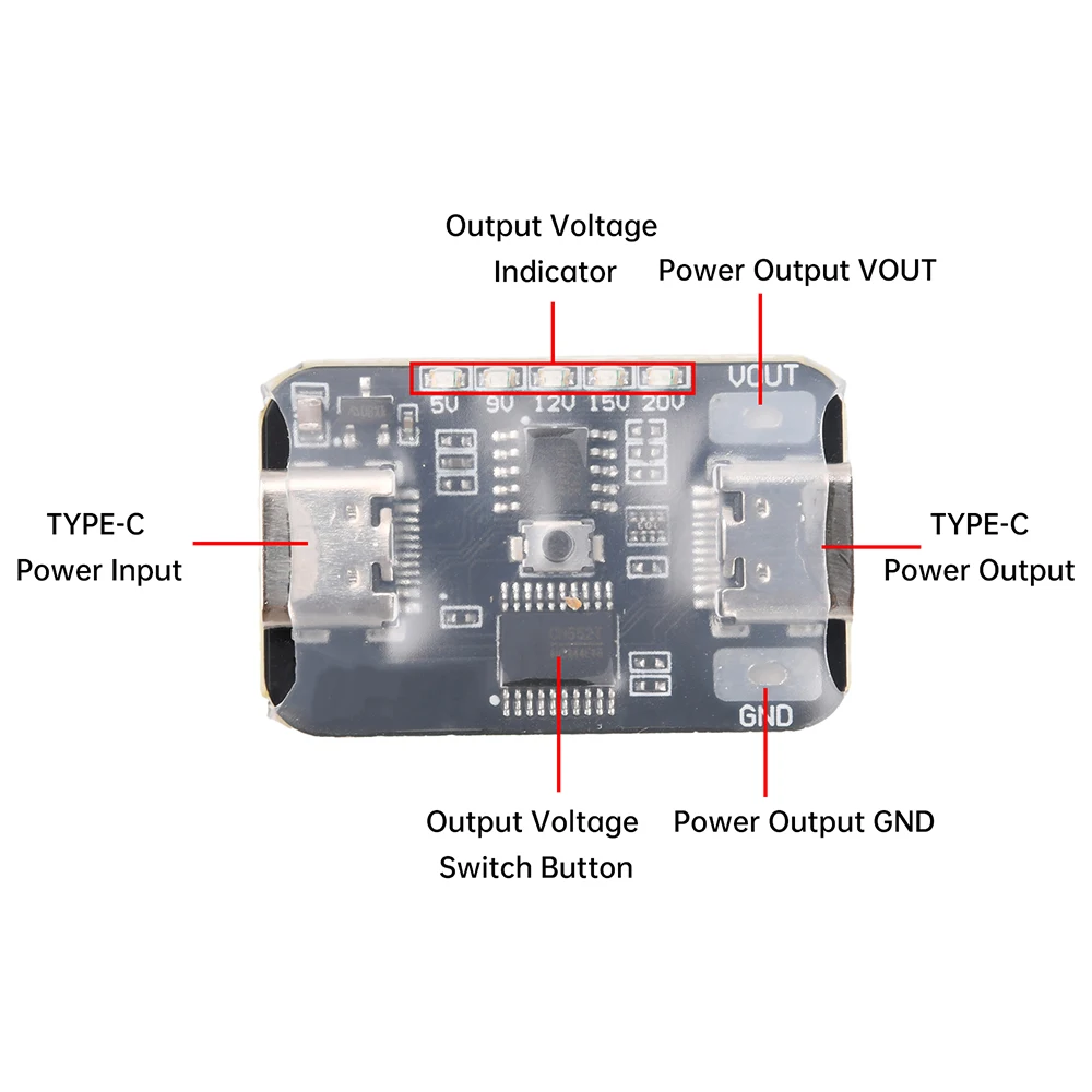 PD-Schnelllade-Attrappe-Modul mit einstellbarer Spannung 5V-20V Ausgang PD2.0/3.0 für Alterungstest von Typ-C-Ladegeräten – Detail 10