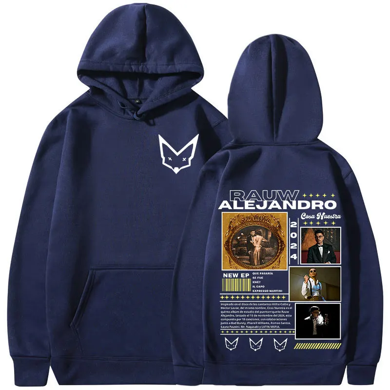 Rauw Alejandro Album Cosa Nuestra Graphic Hoodies Men Women Clothing Fashion Hip Hop Hooded Sweatshirts Oversized Pullover Hoody