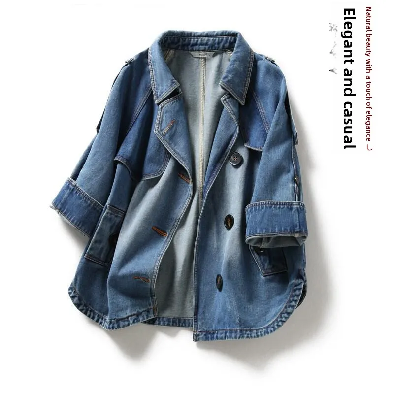 

Casual Chic oulder Insert Jeans Jaet Lightweight Luxury Brand Women's Faion Commute Sle Button Long Sve Suit Collar