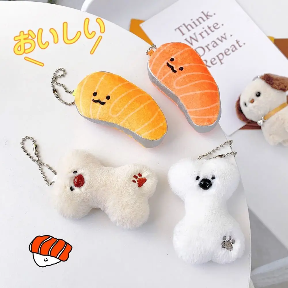 Puppy Bone Plush Magnetic Keychain Animal Doll Dog Cat Plush Doll Keyring Cartoon Adorable Couple Pendants Backpack Decoration