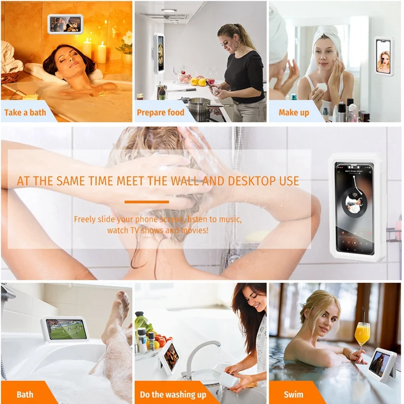 ZIZI Support de téléphone de douche étanche 360 °   Support de coque de téléphone réglable à Rotation, Anti-buée, support mural pour téléphone