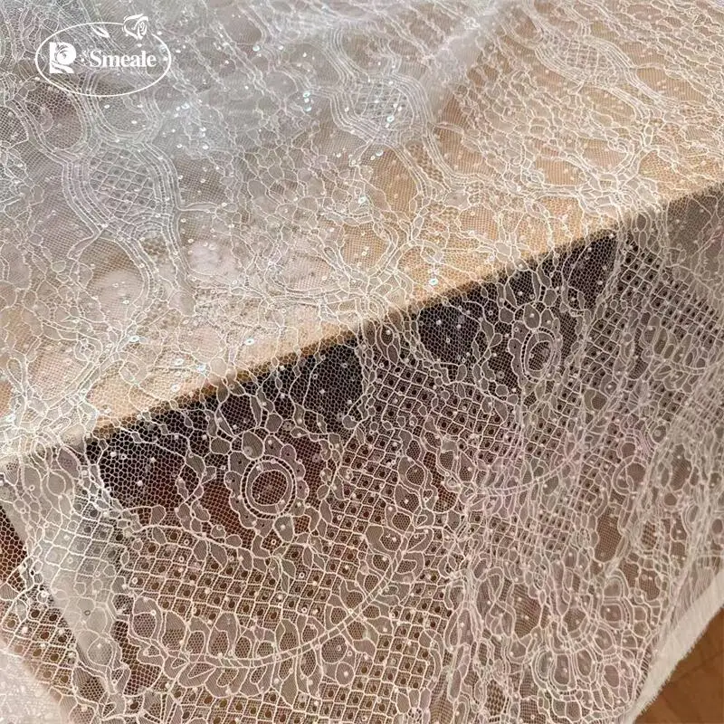 3M Hochwertige geometrische Muster, funkelnde Pailletten, Perlenstickerei, Hochzeitskleid, Brautspitze, Stoff. DIY-Nähzubehör – Detail 5