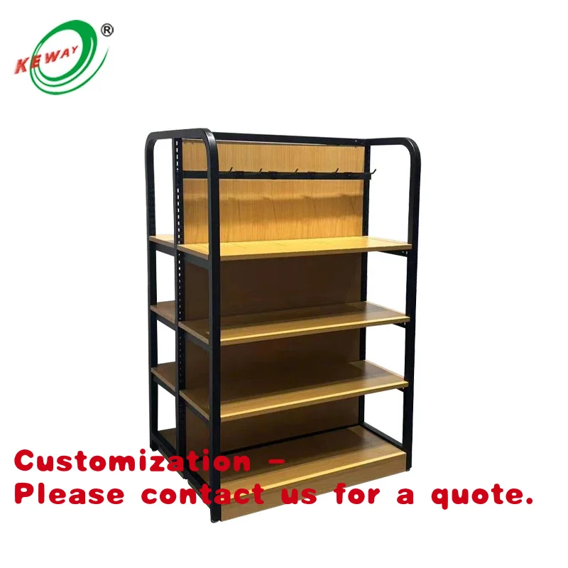 

Customize.Multipurpose Wood Grain Metal Display Racks Customizable Supermarket Retail Shop Use