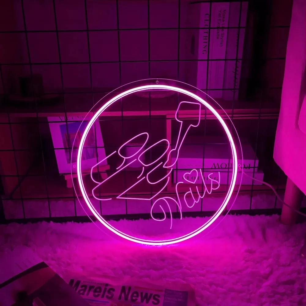 

Vibrant 3D Engraved Neon Nail Sign - Energy-Efficient USB Light for Beauty Room Decor Personalized Salon Welcome Art