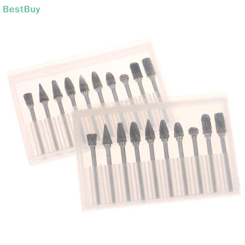 10pc Hard Alloy Rotary File 3*6 Double Grain Tungsten Steel Grind Head Electric Grind Mold Woodwork Grinding File Tool Set