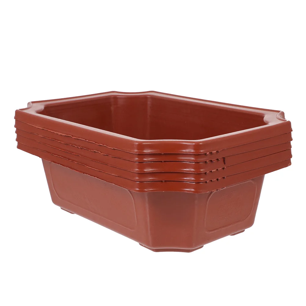 

5 PCS Bonsai Pot Dark Red Pots Plant Container Gardening Green Dill Household Flowerpots Plastic