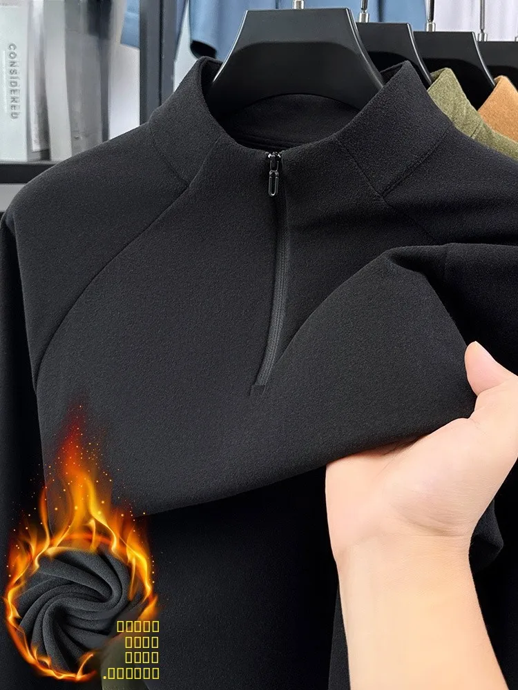 

Мужская толстовка на молнии с воротником-стойкой, утепленная флисом, теплая, комфортная, однотонная, универсальная, базовая модель для осени и зимы