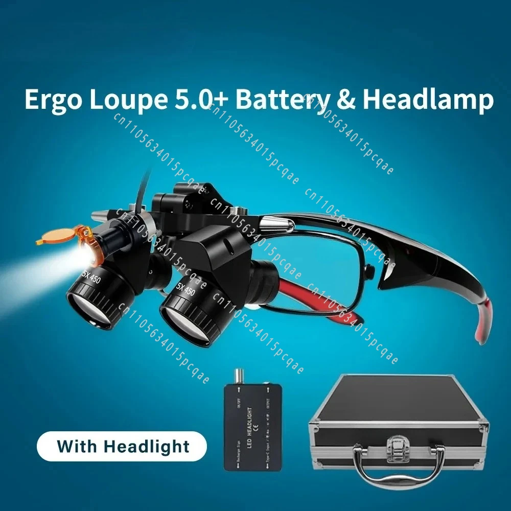 5X High-Performance Loupes LED Ergo Conversion Lens Loupes Corner Structure Parallel Field of Vision Plastic Adjustment