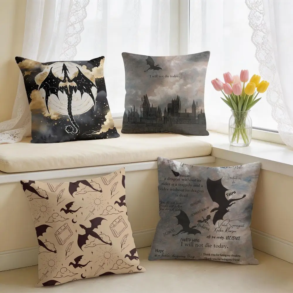 Fourth W-Wing Dragon Cushion Cover Square Short Plush Pillow Case Living Room Sofa Home Decor Funda 40X40