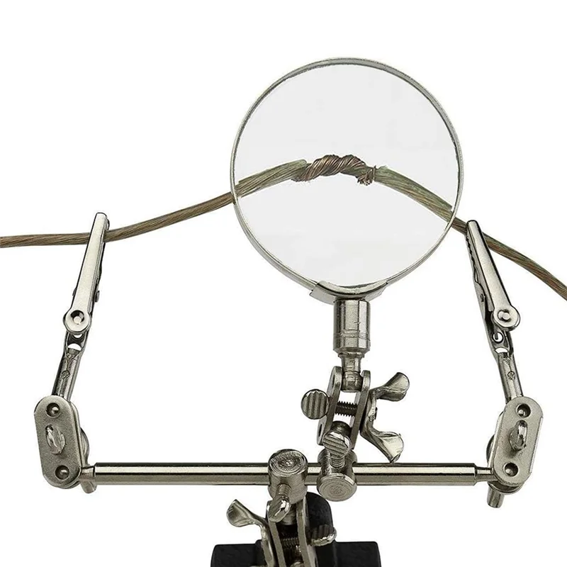 Helping Hands Magnifier With Dual Adjustable Alligator Clips In 2.5X Magnifying Glass Soldering Station For Crafting