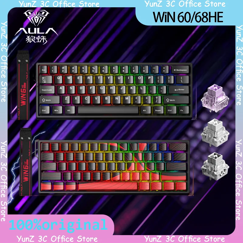 Aula Win 60/68he Magnetic Axis Keyboard Silent Magnetic Axis Switch 8k Adjustable Dead Zone Rt Gaming Customized Mechanical Keyb