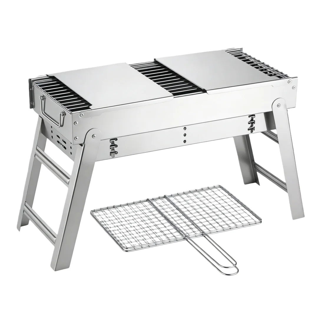 camping foldable custom portable stainless steel folding outdoor barbecue grill