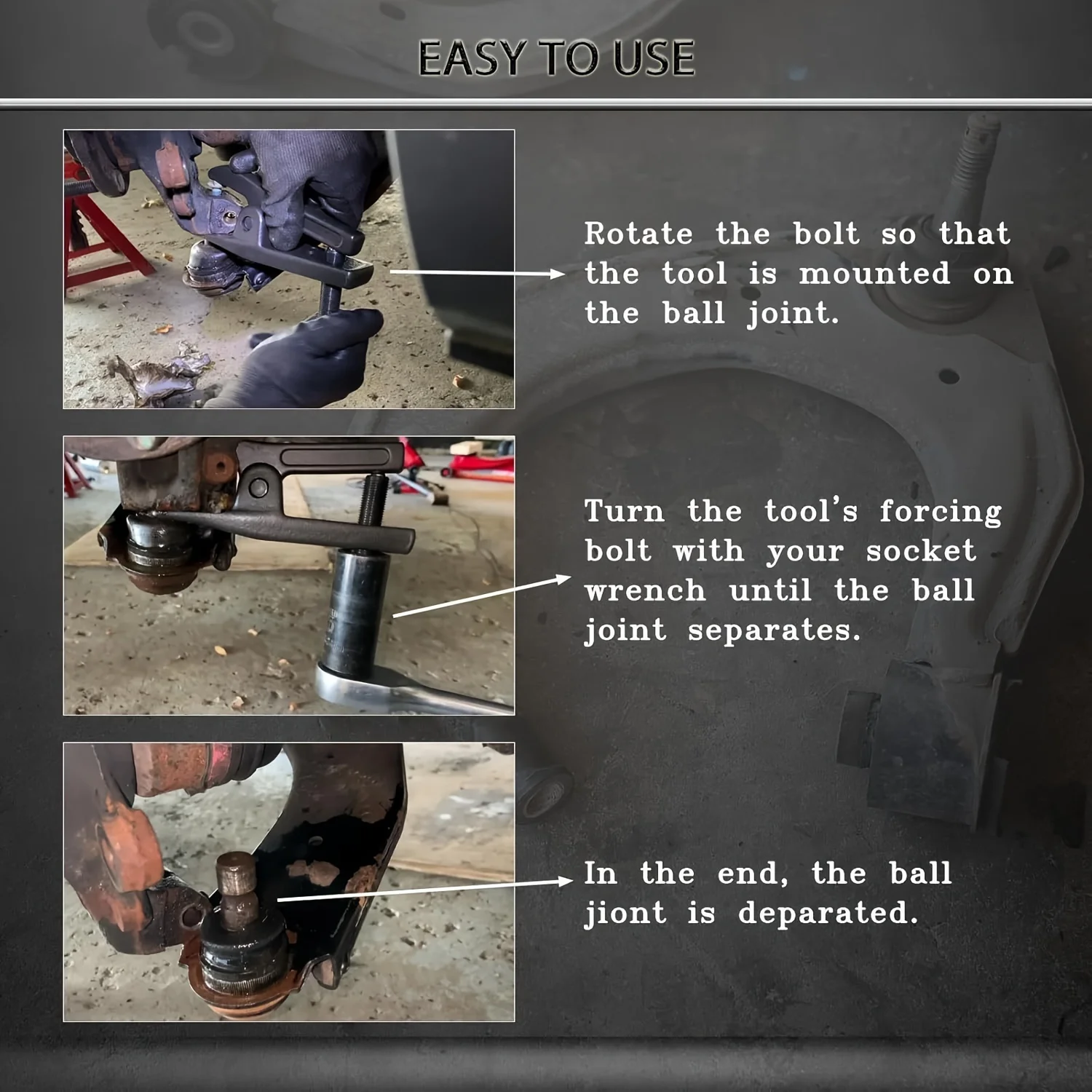 5-in-1 Front End Ball Joint Service Tool Ball Joint Separator Adjusts from 1-1/2"to 1-7/8", Universal Ball Joint Separator