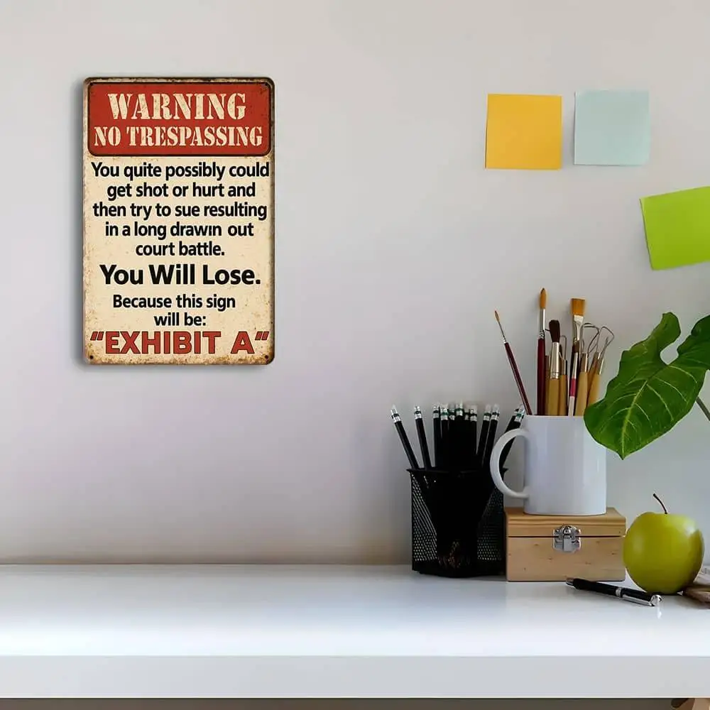 علامة تحذير كلاسيكية من الألومنيوم مقاس 8 × 12 بوصة "لا تسبب التعدي على التجاوز". #5