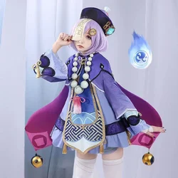 Game Genshin Impact Project Qiqi Cosplay Costumes Anime Figure Vestido Zombie Girl Dress Halloween Costumes for Women Suit Wig