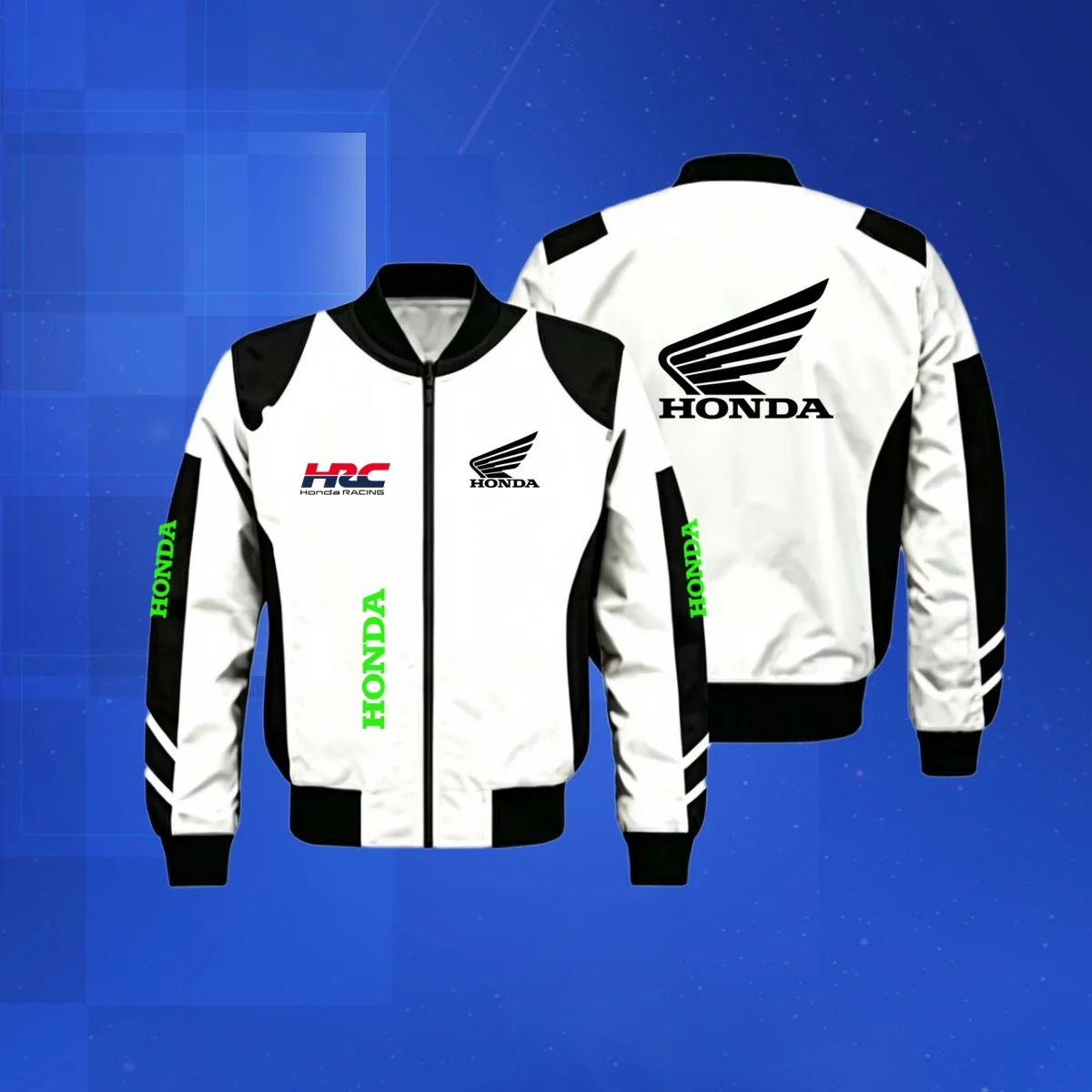 

HRC Honda Wing Logo Racing Jacket Men Purple Splicing Stand Collar Zipper Coat Motorcycle Rider Windbreaker Casual Sport Outerwe