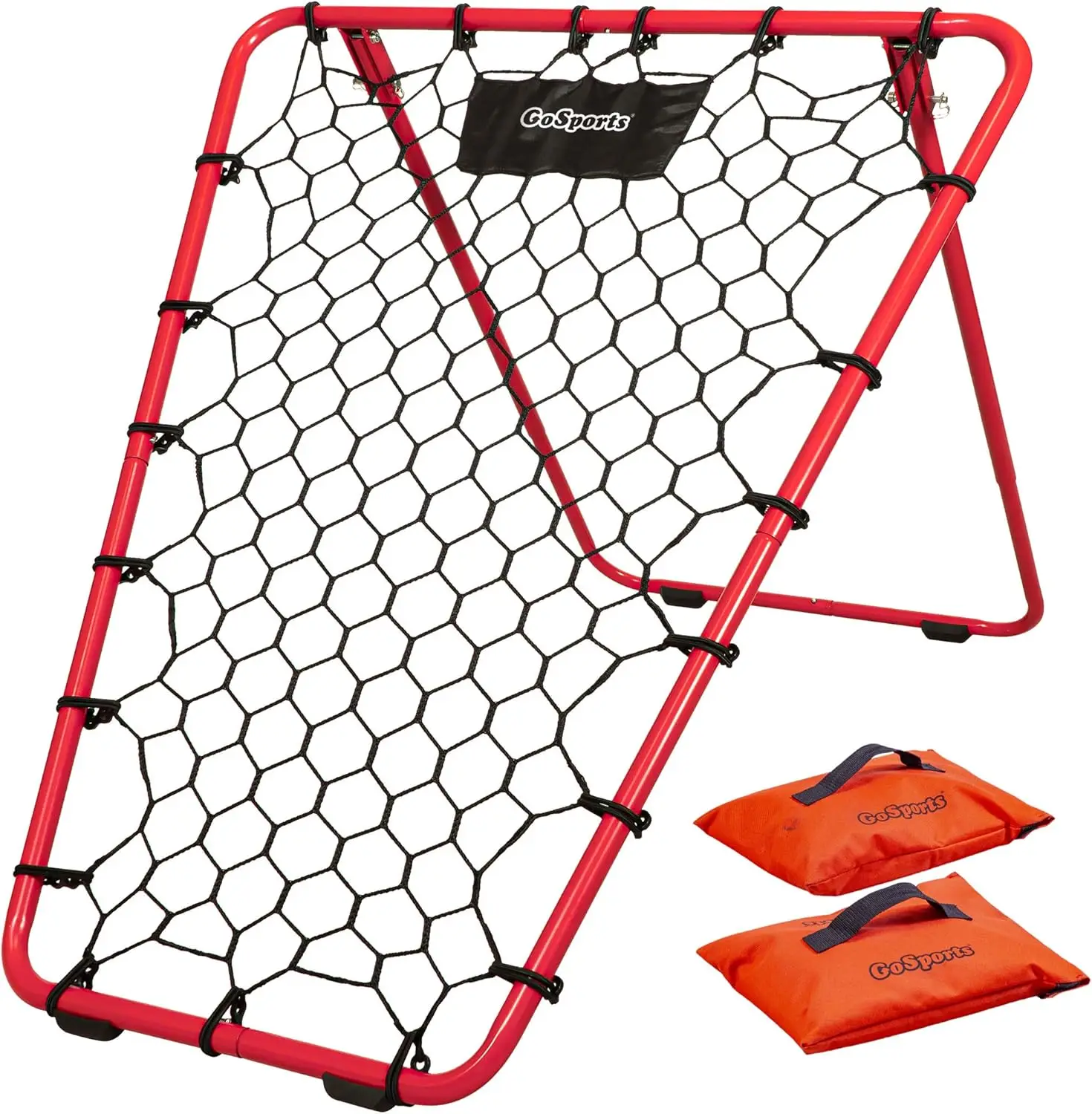 

Adjustable Basketball Rebounder with Rubber Grip Feet and Sandbags - Portable Training Aid for Passback Practice