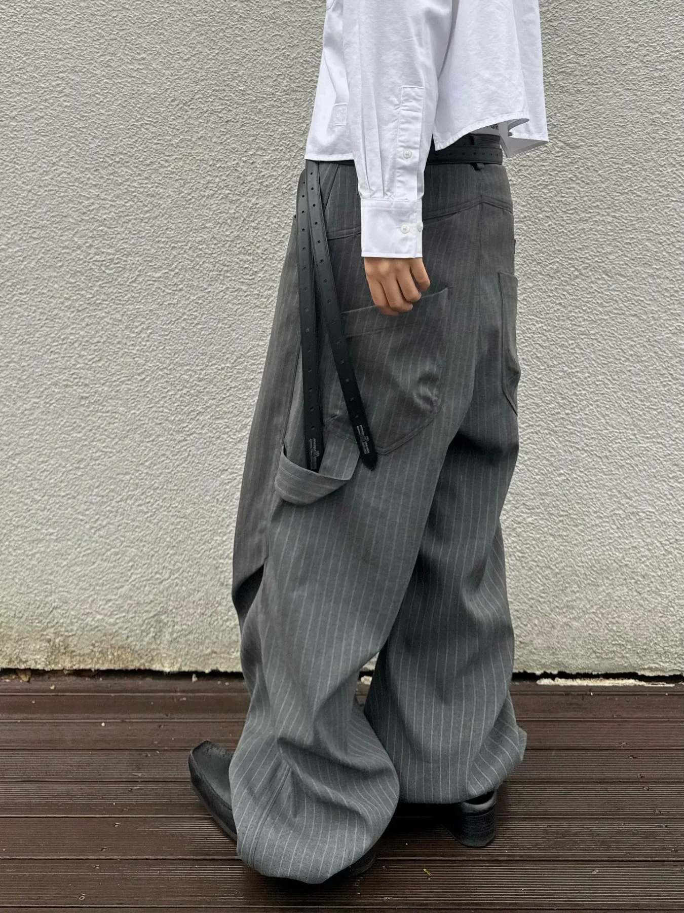

Retro Ken Wide Leg Men's Casual Pants Pleated Stripe 3D Sle High Waist Straight Tube Breathable Cotton Spring Summer Autumn