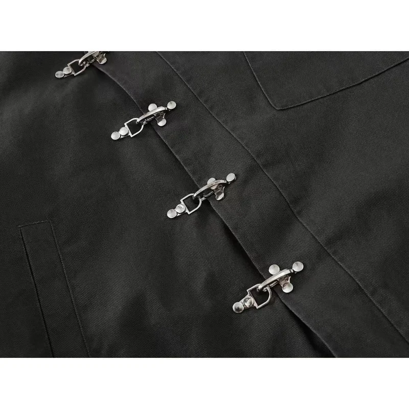 Casual Versatile Black Coat Personality Button Street Jacket Date Commuter Couple Clothing Women\'s New Fashion Clothes