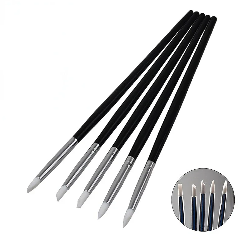 5pcs Dental Resin Correction Brush Set Teeth Cosmetic Plastic Surgery Silicone Adhesive Composite Ceramic Dentistry Lab Tools