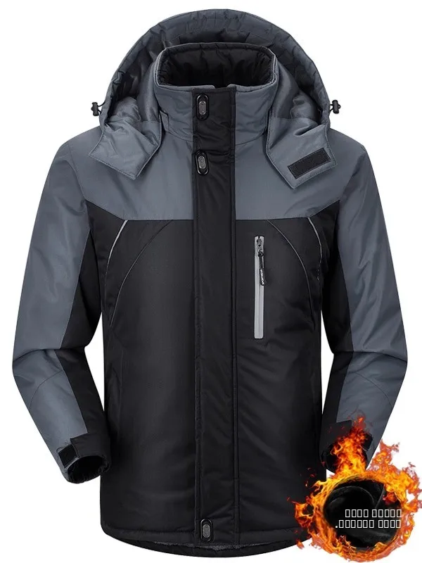 

Thiened Fce Men's Cotton Jaet Winter Workwear Casual Loose Fit Waterproof Polyester Long Sve Zipper Closure