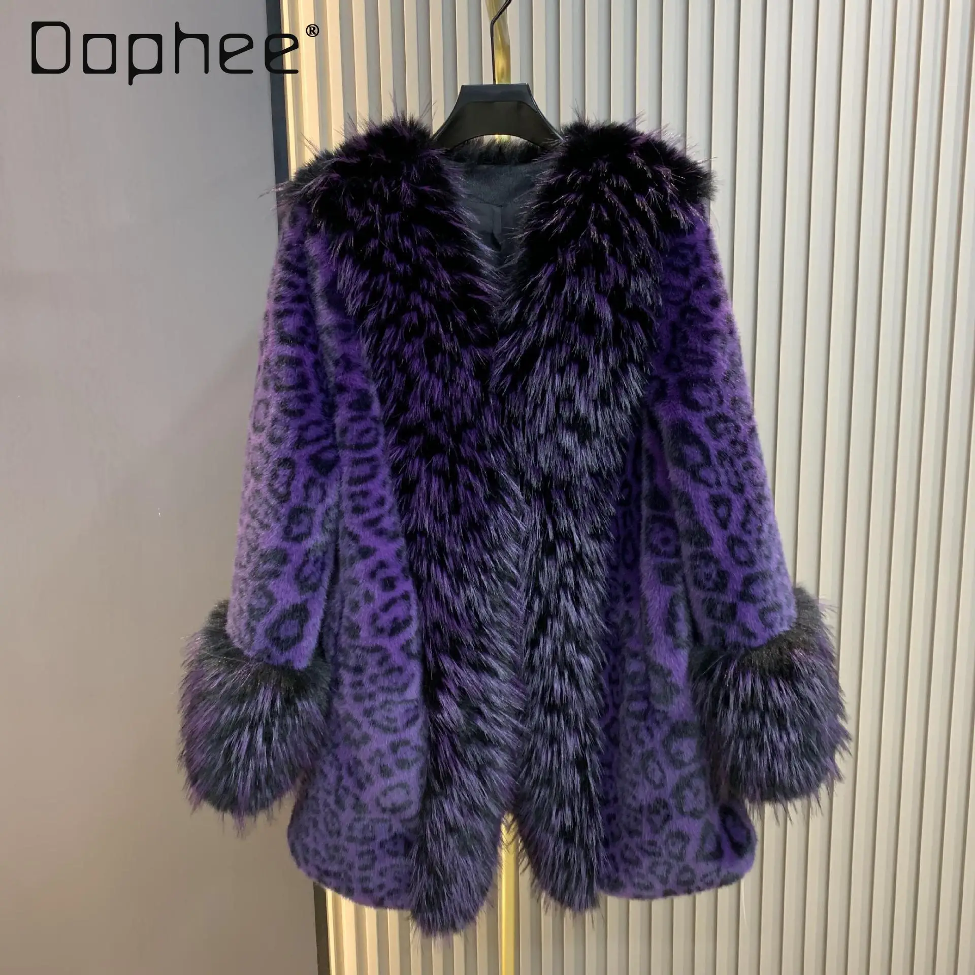 

Sexy Luxurious Outerwear Elegant Fashion High-end Leopard Print Goddess Style Faux Fur Coat Fluffy Jacket Winter Jacket Women