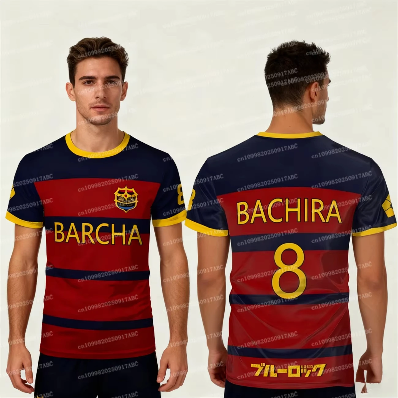 

Футболка для косплея аниме, летняя, с коротким рукавом, с принтом Blue Lock Barcha, для мужчин и женщин, детская, модная, 2024