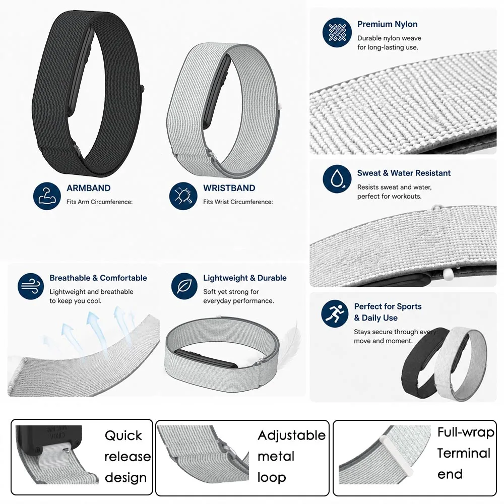 Premium Nylon Biceps Arm/Wristband for Garmin CIRQA Smart Band Strap Fitness Tracker Strap for Garmin CIRQA Smart Band Accessory image 3