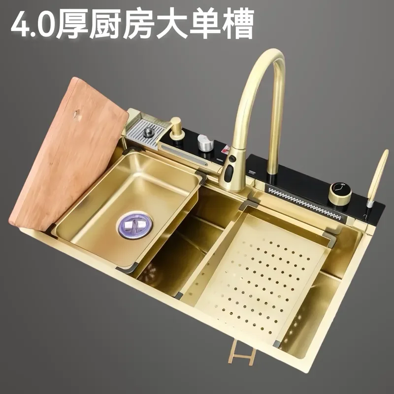 Large Single Bowl Kitchen Sink Stainless Steel Household Vegetable Washing Basin Deep Utility Sink for Home