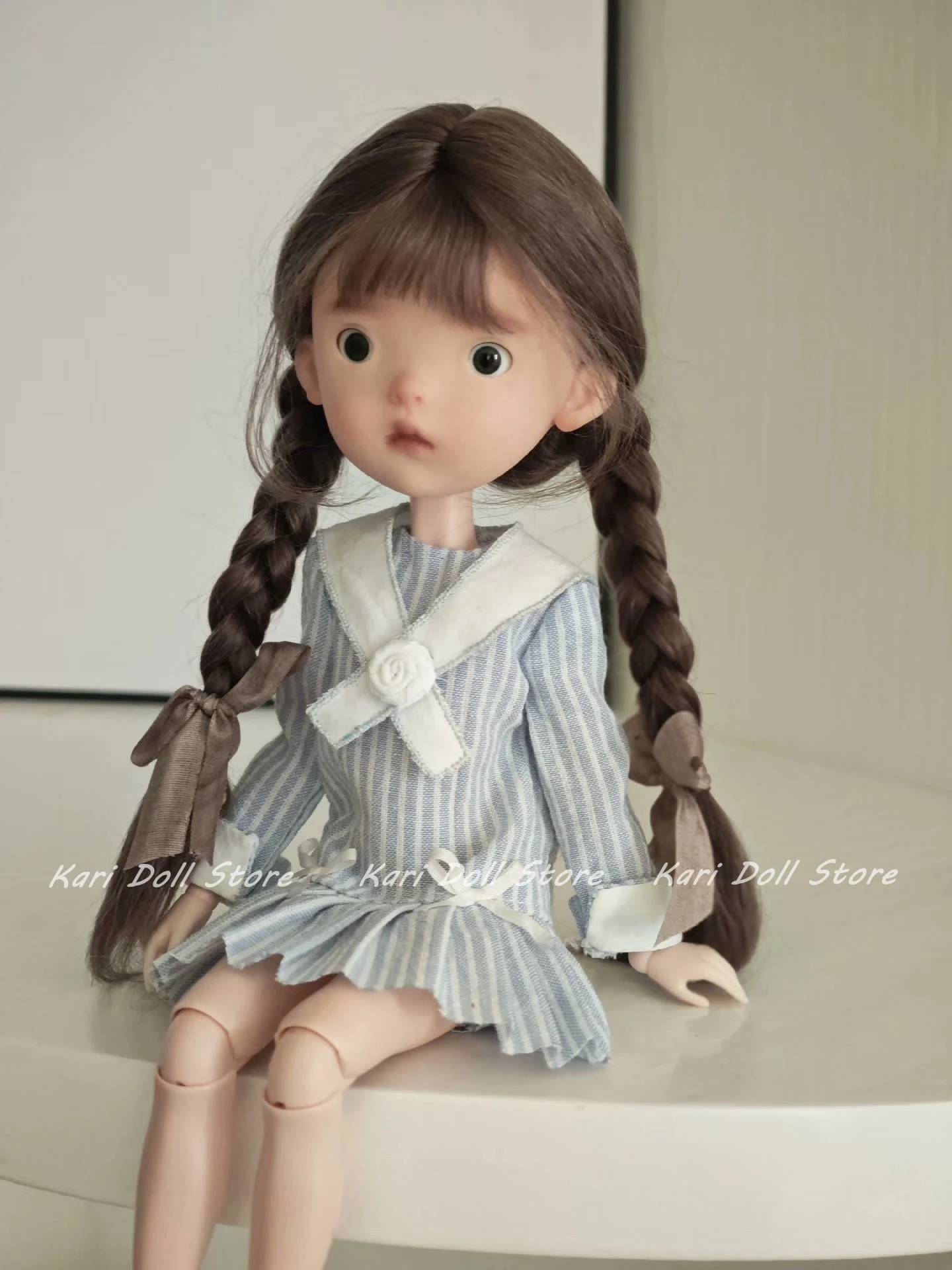 Kari Doll Clothes and skirts 2025 Pleated navy collar striped dress for Landazz Landoudou Doll