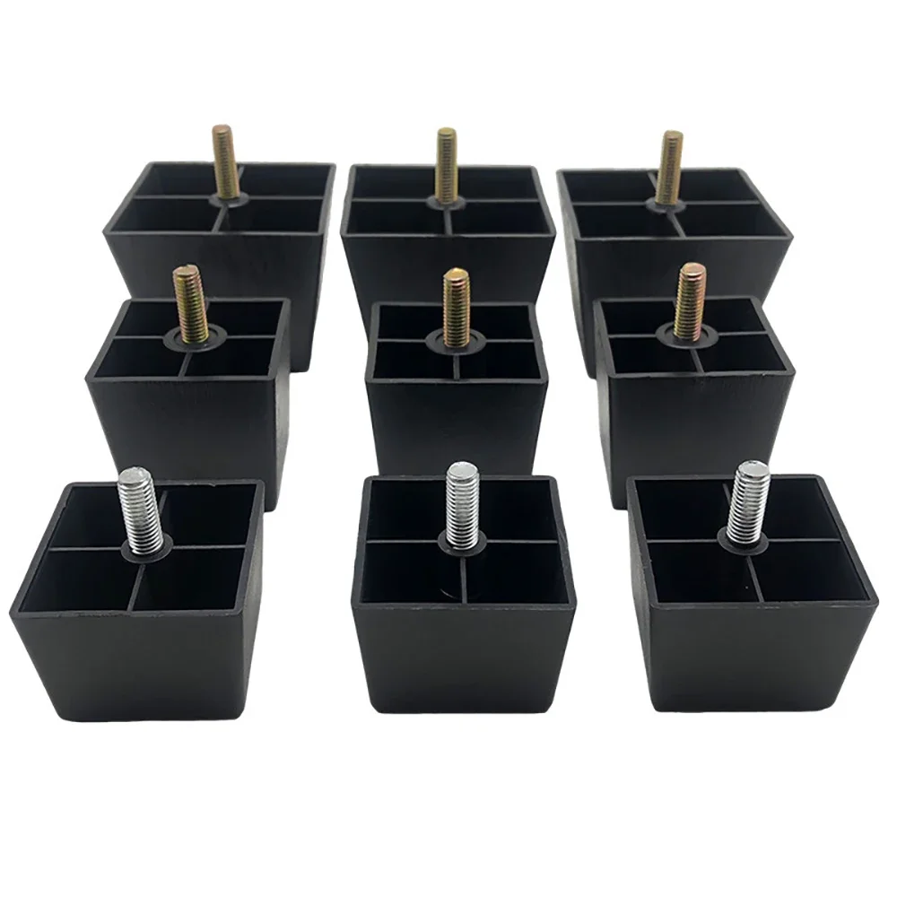 PE Plastic Foot Pad M8 Strap Screw Cabinet Adjustable Foot Accessories 50/53/75mm Square Sofa Furniture Height Increasing Foot