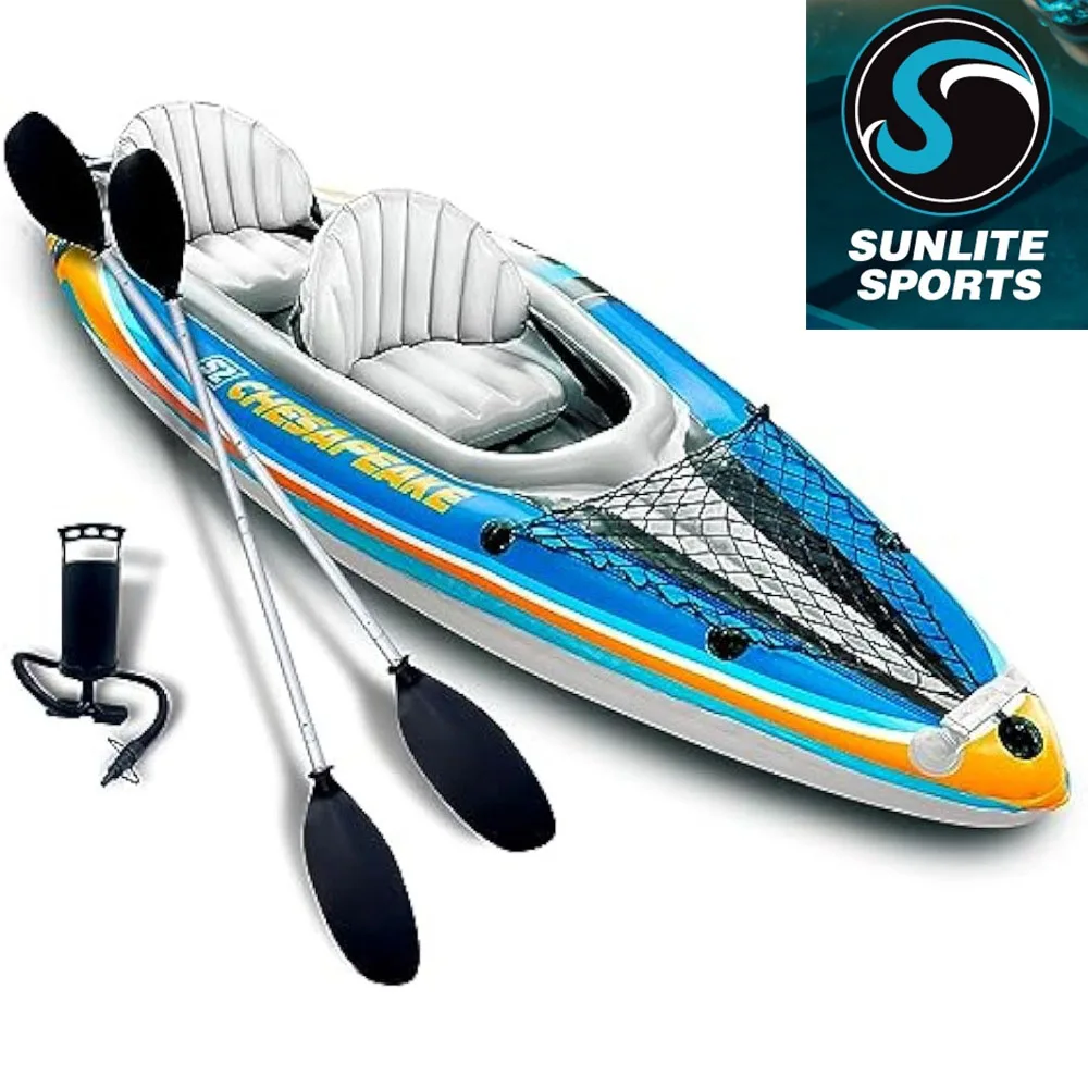 

2023 New 2-Person Inflatable Kayak with Aluminum Oars (136" X 33") High Output Air Pump and Storage Bag, Double Tandem Kayak