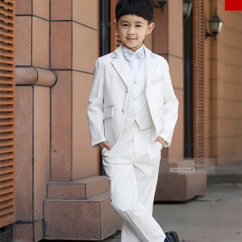 High Quality Children Wedding Blazer Clothing Set Costume Birthday Casual Formal Boy Suits For Wedding 5 PCS Set F1005