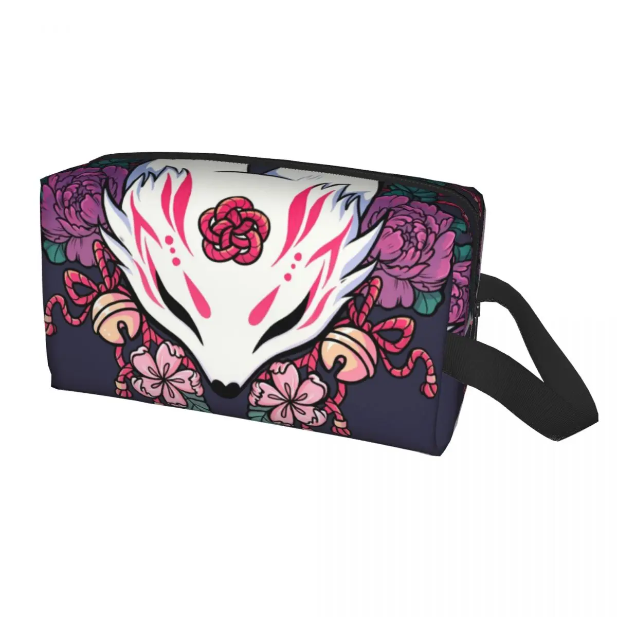 

Custom Fox Spirit Kitsune Toiletry Bag Women Japanese Kabuki Cosmetic Makeup Organizer Lady Beauty Storage Dopp Kit Box