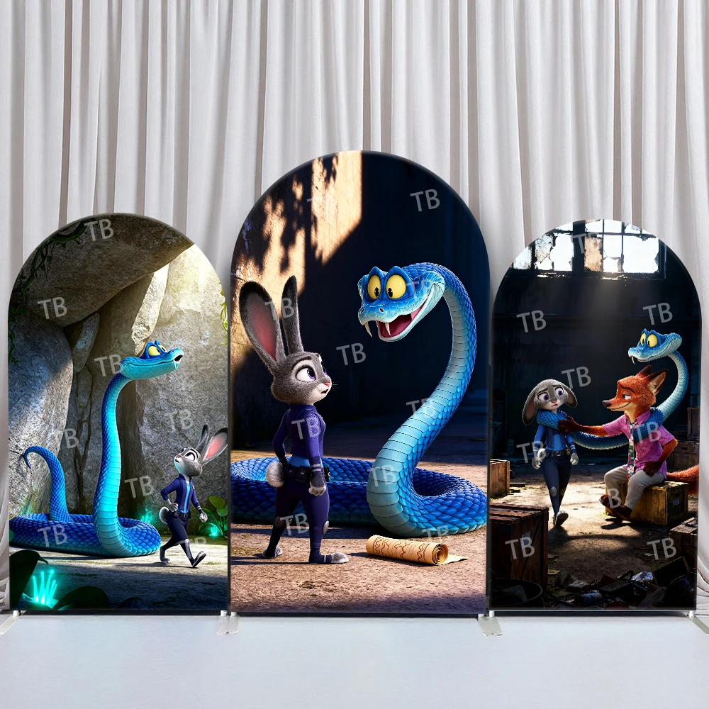 

TB Zootopia 2 Arch Backdrop Cover Judy Nick Theme Decor Photo Booth Prop for Kids Birthday & Baby Shower Decoration