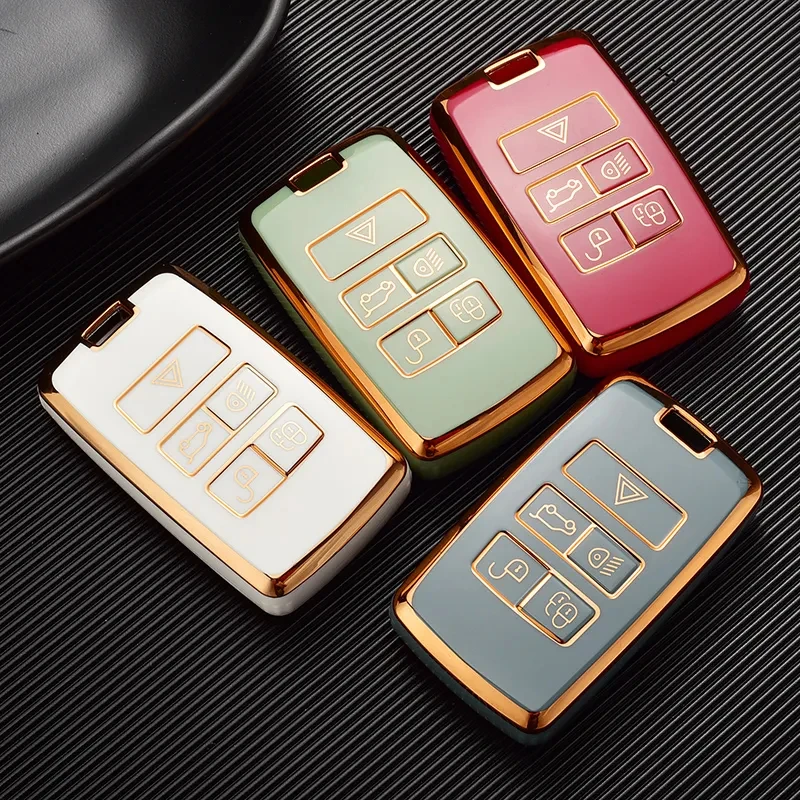 Plating TPU Car Key Case Cover Ring For Land Rover Range Rover Discovery 5 Sport For JAGUAR XE XF XJ F E-Pace F-Pace Accessories