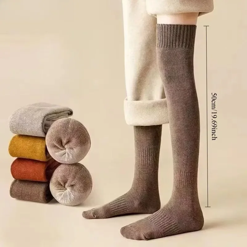 1Pair Long Socks Knee High Socks Waistband Anti Slip Socks Autumn Winter Knee High Socks Warm Long Tube Knee Protection Socks