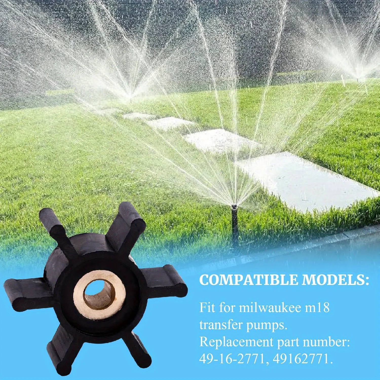 

Комплект крыльчатки с латунным медным сердечником и уплотнительным кольцом, подходящий для перекачивающих насосов Milwaukee M18, заменяет перекачку водяного насоса 49-16-2771.